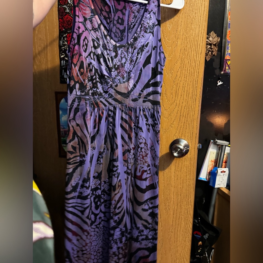Purple Butterfly Print Dress